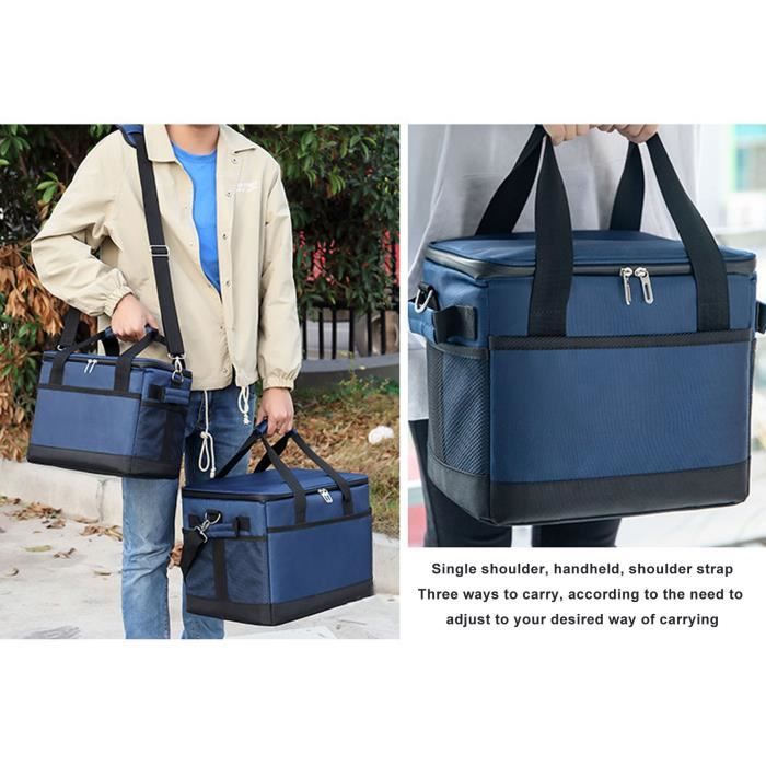 Sac Isotherme 15L Grande Capacité - Réutilisable Avec Bandoulière Réglable - Idéal Étudiant, Bureau & Pique-Nique (Carreaux Multicolores)