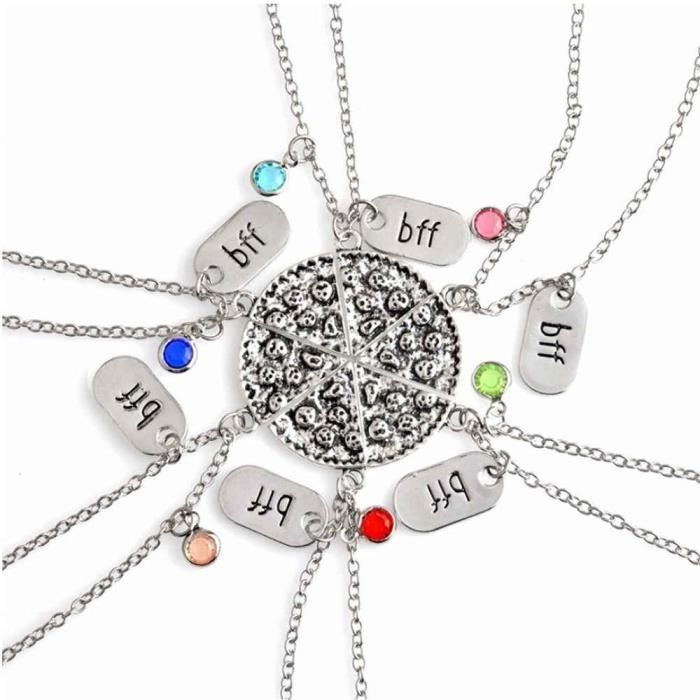 Meilleurs prix pour Collier - BFF Best Friends - Meilleures Amies - Lot de 6 - Pizza - Argenté