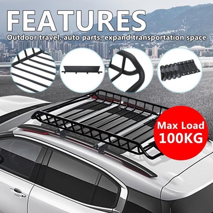 Porte-bagages de toit universel 120x100CM Tige mobile Barres de toit -  Cdiscount Auto