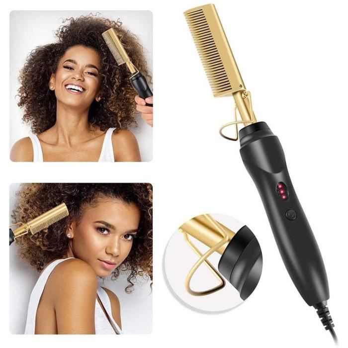 Peigne Chaud Peigne Cheveux Peigne Lissant Peigne Chauffant Peigne Lisseur,Peigne Chauffant Électrique Lisseur Multifonctionnel en C
