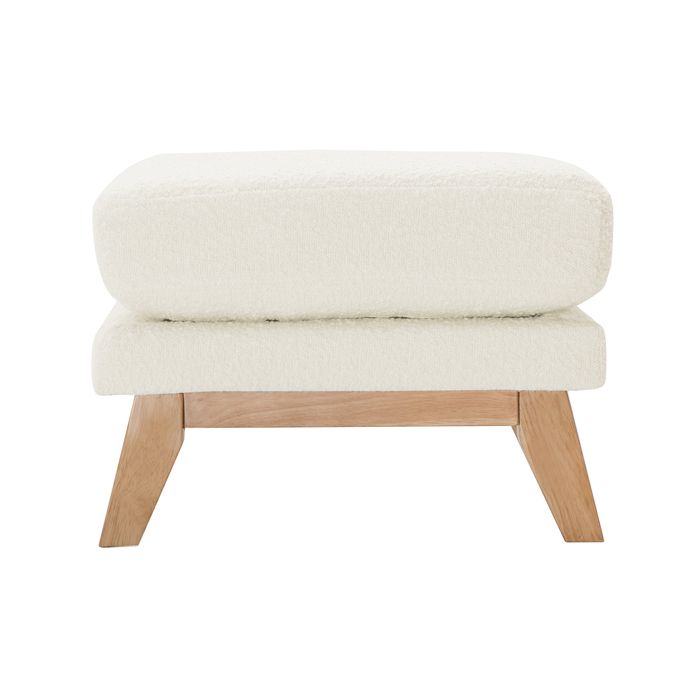 Miliboo - Pouf repose-pieds scandinave d&eacute;houssable blanc effet laine boucl&eacute;e OSLO
