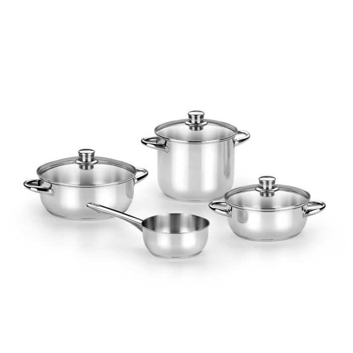 Monix Optima 2 Batterie de 4 Pièces en Acier Inoxydable 18/10 Compatible avec Tout Type de Cuisson et Induction : Casserole 20 cm