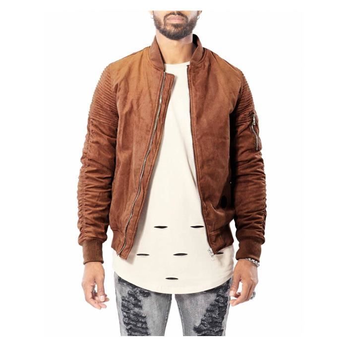 Veste bomber en suedine PROJECT X PARIS 88165520 Camel Homme Caramel Cdiscount Pret a Porter