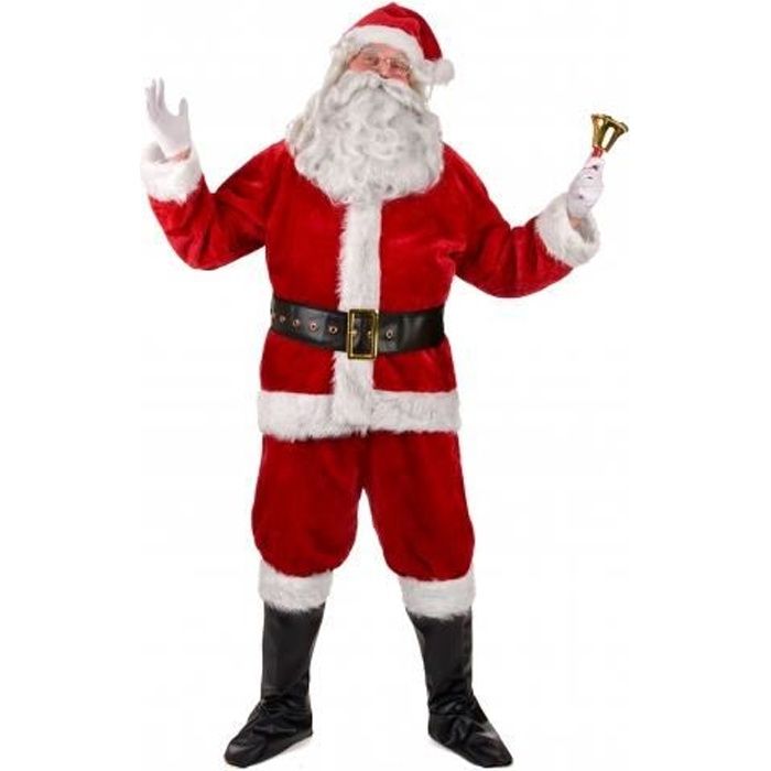 Déguisement Père Noël Luxe adulte - GENERIQUE - 8 éléments - Tissu velours rouge et blanc