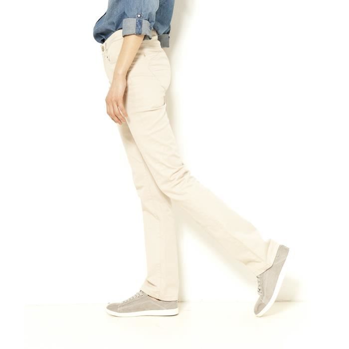 Pantalon femme en toile coupe droite Clearance