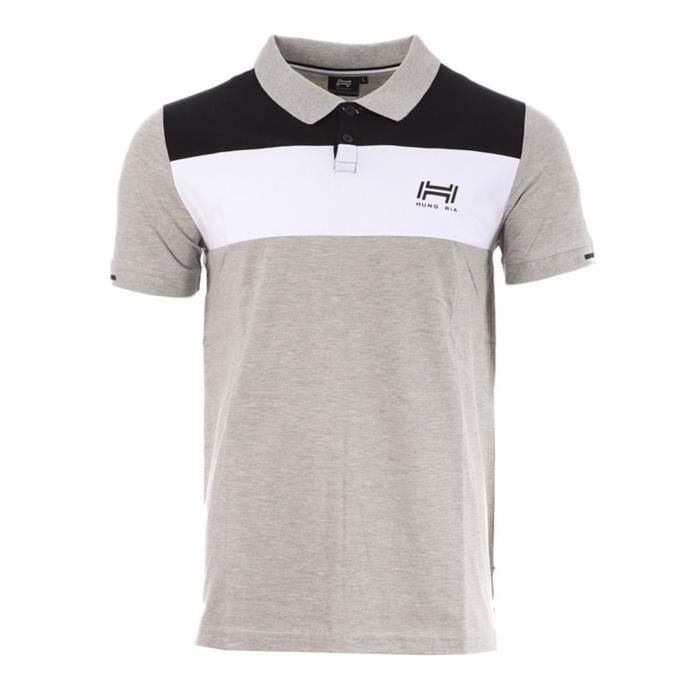 Polo mixte en coton Hungaria Gris Manches courtes Col polo