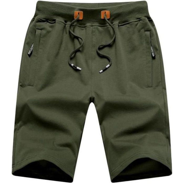 Bermuda Homme Confortable Taille Elastique Corde de Serrage Shorts Été