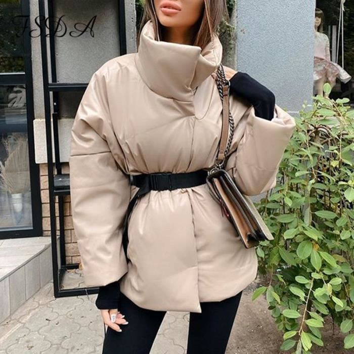Ceinture Pour Femmes Veste Parka Chaud Avec Ceinture Automne Et Hiver Decontracte Kaki Cdiscount Pret a Porter