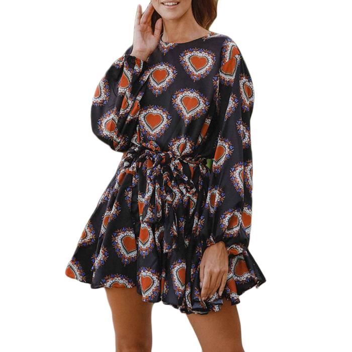 Femme Fond de Robe Classique Manches Longues Vintage l gant Col