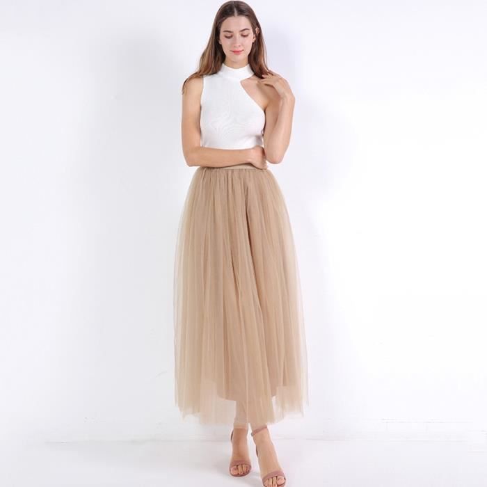 Jupe Longue jupe bouffante en Tulle pour femmes jupes lastiques
