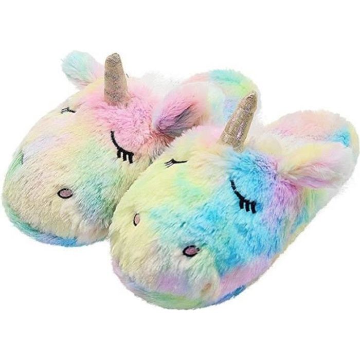 chausson licorne multicolore