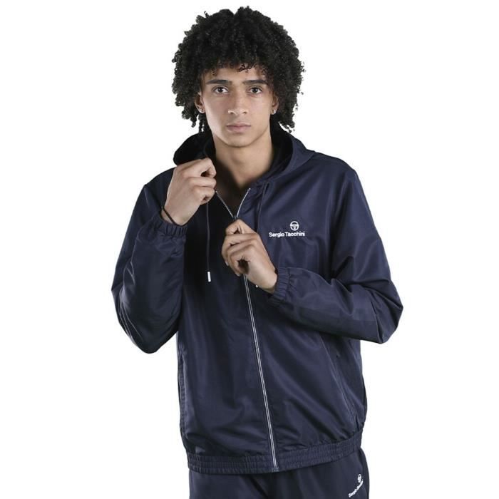 Sweatshirt à capuche zippé Sergio Tacchini Carson - bleu marine/blanc - S