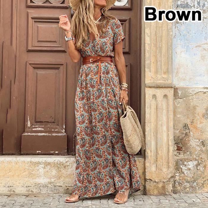 Robe longue style Boho imprim Paisley ceinture Maxi l gante