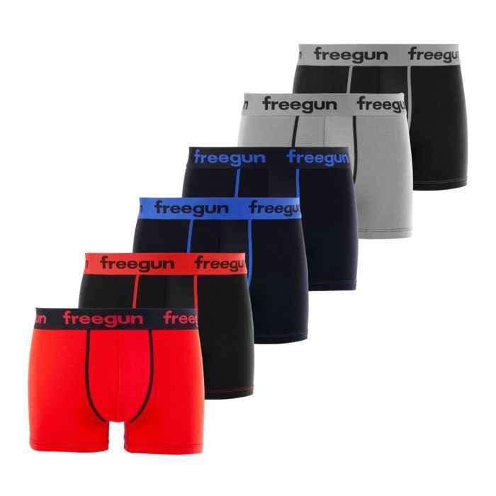Boxers Garçon FREEGUN - Lot De 6 En Coton Stretch - Confortables Et Doux - Taille élastique