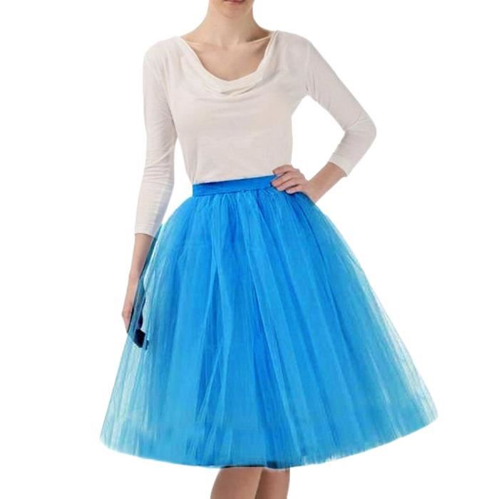 Essentials Jupe midi en tricot à enfiler pour femme (disponible en plus grande taille), bleu marine, taille XL