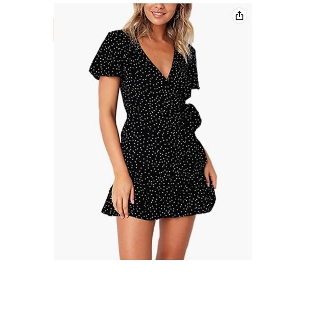 Robe Portefeuille pour Femmes d ete Noir Manches Courtes et col en V Noir Cdiscount Pret a Porter