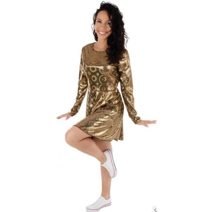 déguisement robe disco doré femme