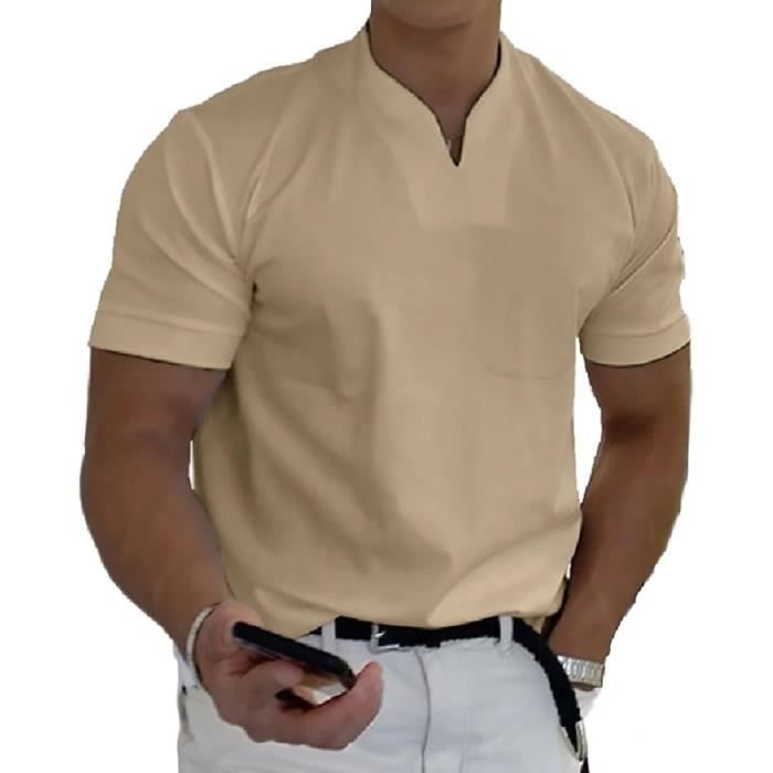 Tee shirt manche courte homme col v new arrivals