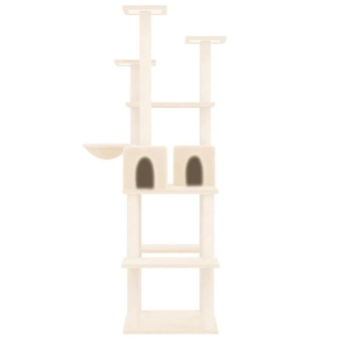 Comparer les prix de Arbre à chat - OMABETA - Crème - 167 cm - Griffoirs en sisal - 2 maisons et hamac
