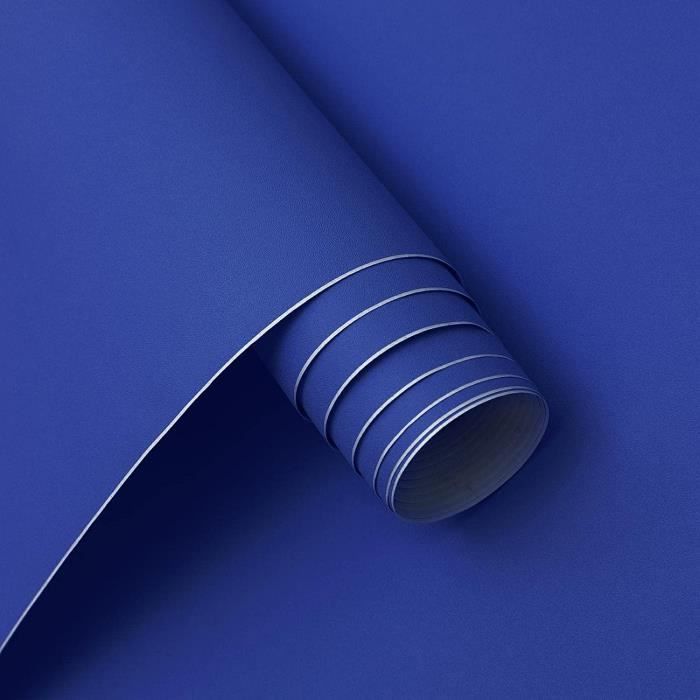 OUTAD® Papier Peint Bleu Papier Adhésif pour Meuble Chambre Salon Cuisine Bureau Table Armoire Placard - 60x300cm