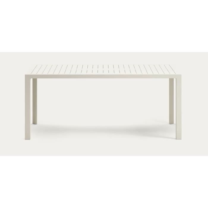 table de jardin en aluminium finition blanche - longueur 180 x profondeur 90 x hauteur 75 cm