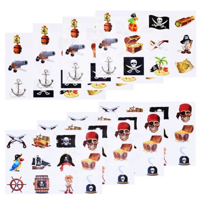 SZSMART Pirate Tatouage Pirates Tatouages Temporaires pour Enfants 16 Feuilles Tatouages eph/ém/ères Autocollants Cadeau de lanniversaire denfant la f/ête de Pirates