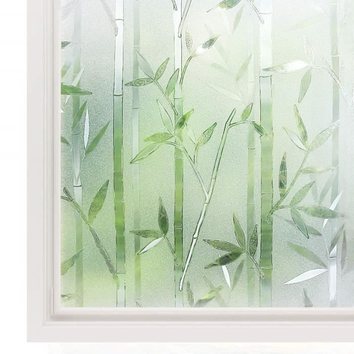 Rabbitgoo® Film Intimité pour Vitre Statique Décoratif Film Adhésif Fenêtre Vitrage Autocollant 44.5 cm × 200 cm Motif Bambou 
