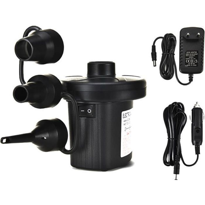 Meilleurs prix pour Pompe à air électrique Remplissage rapide Pompe KAYAK avec 3 buses pour matelas à air Bateaux Bague Bague Bague Airflatables Noir