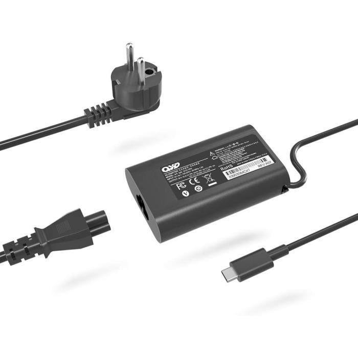 Chargeur 65W USB-C Pour Dell 14/16 Plus, Pro, Premium, Rugged - Adaptateur Secteur 65W - Compatible LA65NM190 Etc.