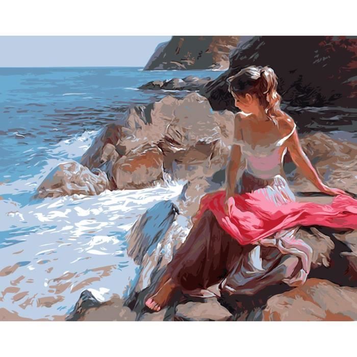 Kit De Peinture Par Numero Avec Pinceaux Et Peinture Acrylique
