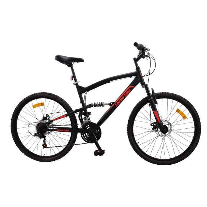 VTT 26'' SPEEDBIKE tt supendu alu - 21 vitesses - cadre mixte - noir&rouge