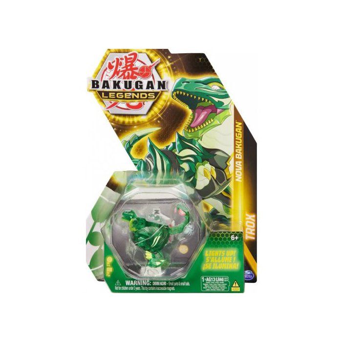 Coffret Bakugan - Pack Legends Trox : Boule Verte Transparente Figurine - Nova Série 4 - Set Jouet Garçon et Carte animal