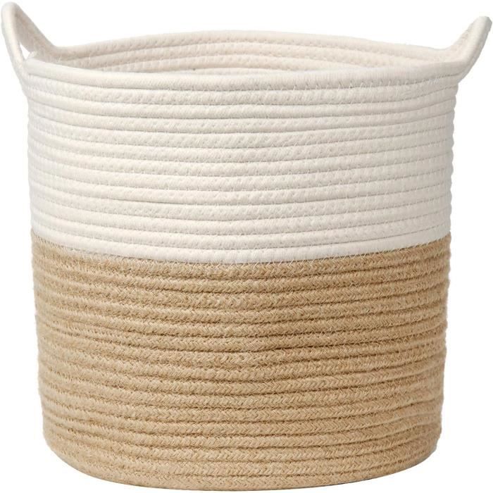 LIWI-Panier à linge Tressé en corde de coton Avec poignée Pour