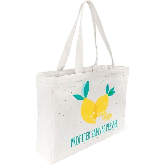 Sac Tote Sac En Toile Sac De Plage Vacances Fourre-Tout Grand Sac De Shopping Non Impermeable