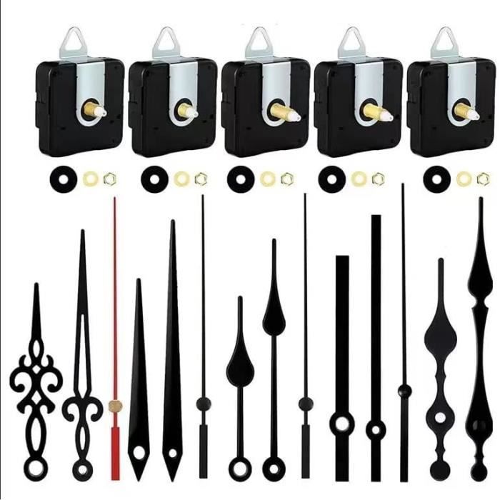 Mécanisme D'Horloge Murale Silencieux - Mouvement à Quartz Longue Tige 12mm, Avec Aiguilles