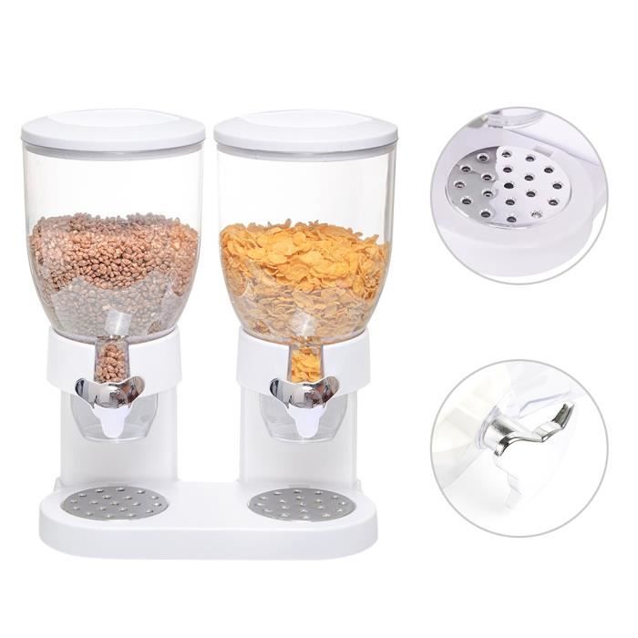 Distributeur De Céréales 3 Pots - 2 Litres Chacun, Fermeture Hermétique, Bec Verseur Pratique (noir Ou Blanc)