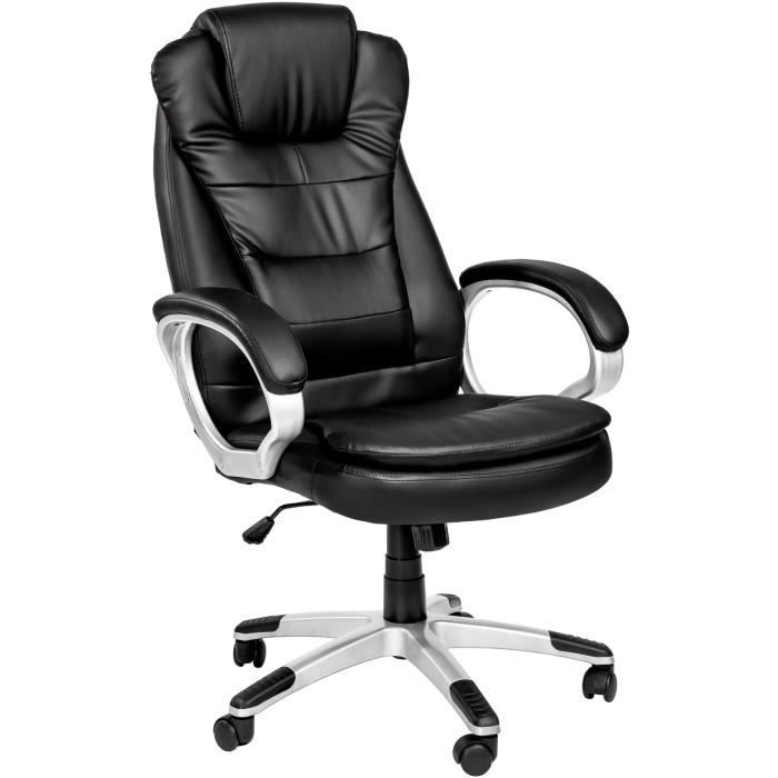 Chaise de bureau - TECTAKE - Hauteur réglable - Accoudoirs - Rembourrage  épais - Noir