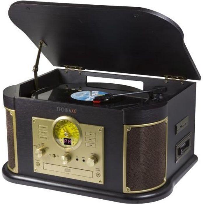 Platine disque vinyle avec encodeur MP3, CD, cassettes avec port USB, lecteur carte SD, radio FM, bluetooth TX-103