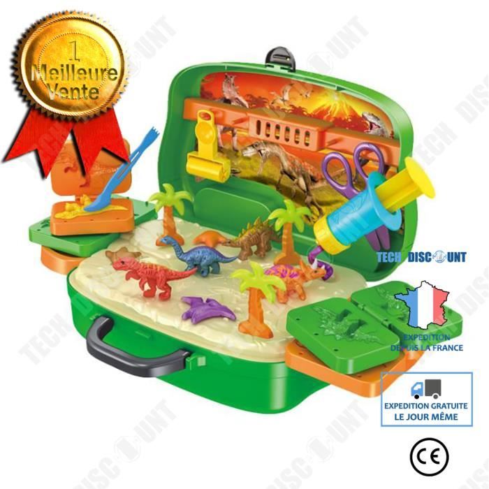 TD® Couleur boue dinosaure moule maison de jeu dinosaure monde valise simulation jouet éducation précoce jouet en argile pratique