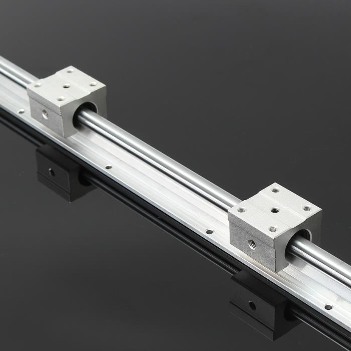 Tbest rail linéaire SBR12-500 2 pièces SBR12-500mm 12 MM arbre de guidage de glissière de Rail