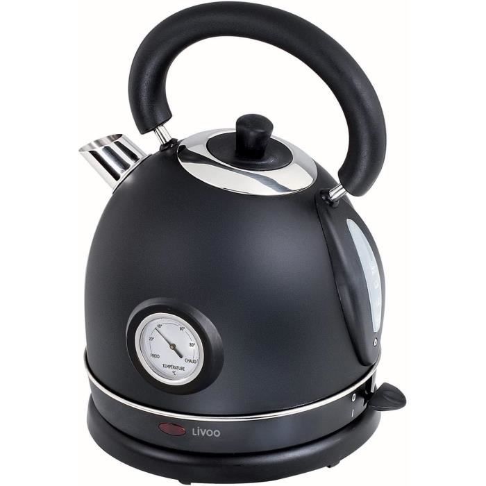 Bouilloire Sans Fil 1.8L 1800W Rouge Rétro Domoclip DOD157 - Thermomètre Intégré