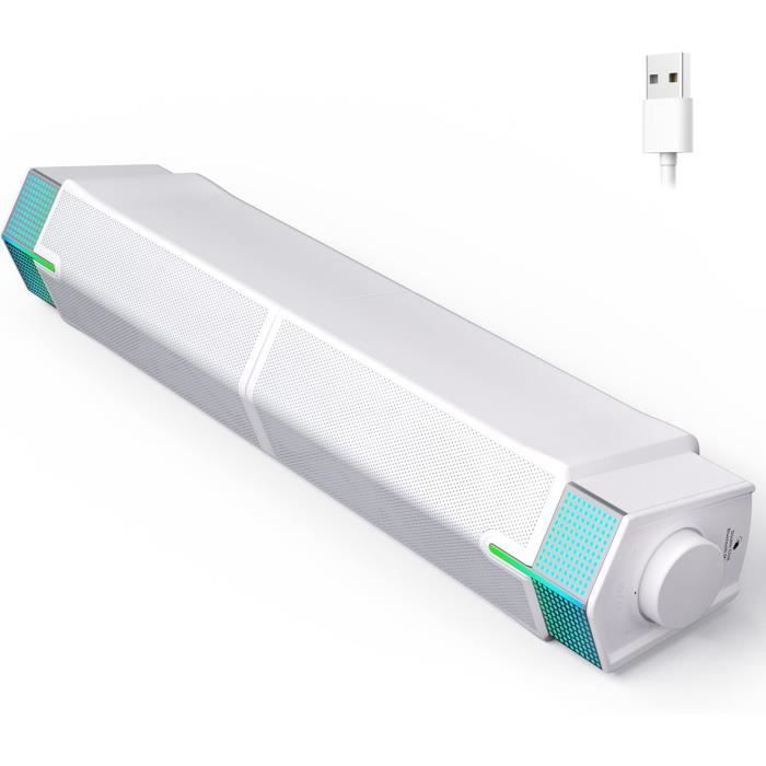 Enceinte Pc Gamer Rgb Haut Parleur 10W Enceintes Ordinateur Gaming Usb Prise Jack Avec 5 Modes