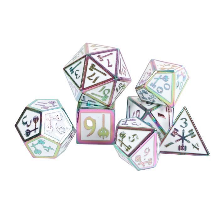 Jeu de dés métalliques VGEBY - 7 pièces colorées pour jeux de rôle