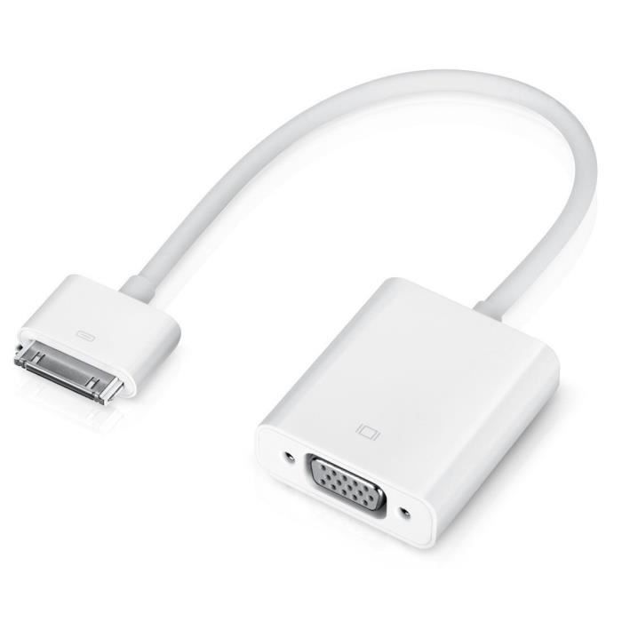 Vshop Adapteur Connecteur Dock Vers Vga Ipad Iphone Et Ipod Touch Blanc Prix Pas Cher Cdiscount