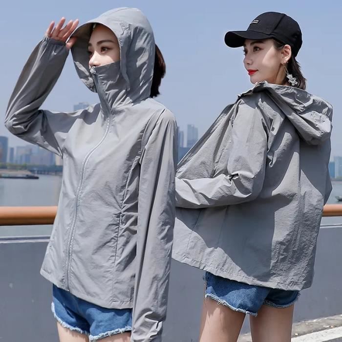 Grey L Vêtements de protection solaire UV pour femmes manteau fin à capuche  manches longues veste de prote,PROTECTION SOLAIRE CORPS - Cdiscount Au  quotidien