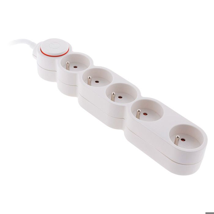 Bloc multiprises écoresponsable - 5 prises 16A - Blanc - Zenitech