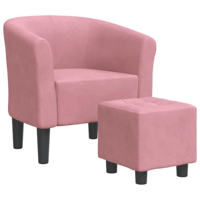 zerodis fauteuil cabriolet avec repose-pied rose velours lc033 ab356454