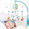 Mobile lit bébé avec musique, veilleuse, projecteur et cloche - A679 - Bleu-1