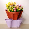 YOSOO Pot de fleurs empilable à motifs 3D pour fraises et plantes - Matière plastique résistante-1