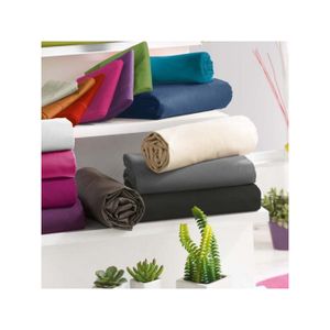Drap plat - Coton Pur - 100% Percale de coton peigné - Gris - Maison